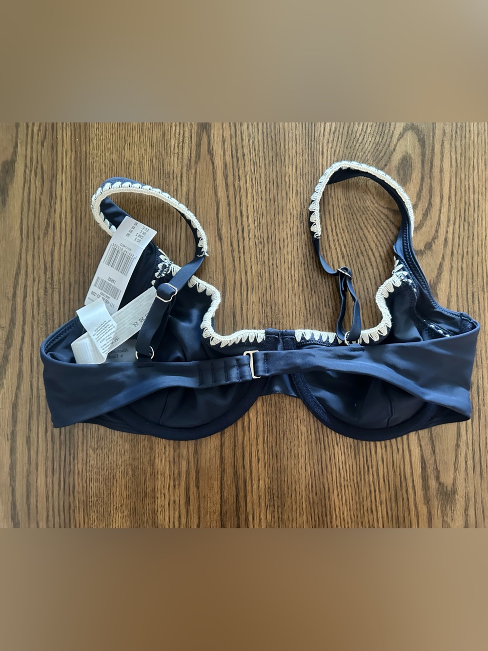 Abercrombie & Fitch Navy Blue Bikini Top with Cream Trim - Picture 3 of 3